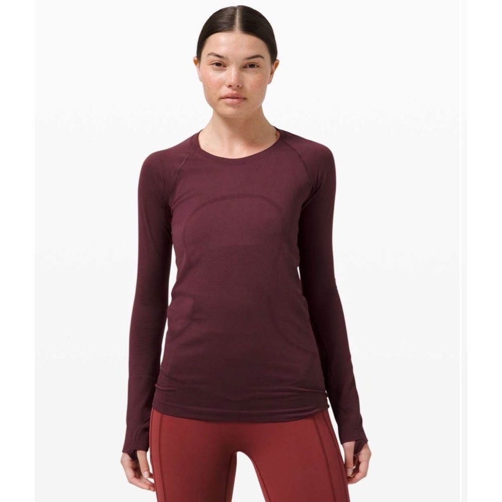 Lululemon Swiftly Tech Long Sleeve 2.0 Shirt Burgundy Maroon Size 10